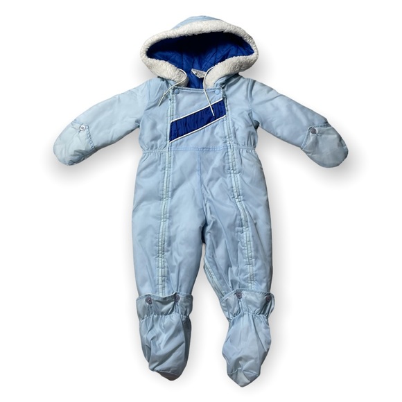 COPY - Vintage Sears Baby One Piece Snow Suit Light And Fark Blue 6-24 Months - Picture 1 of 8